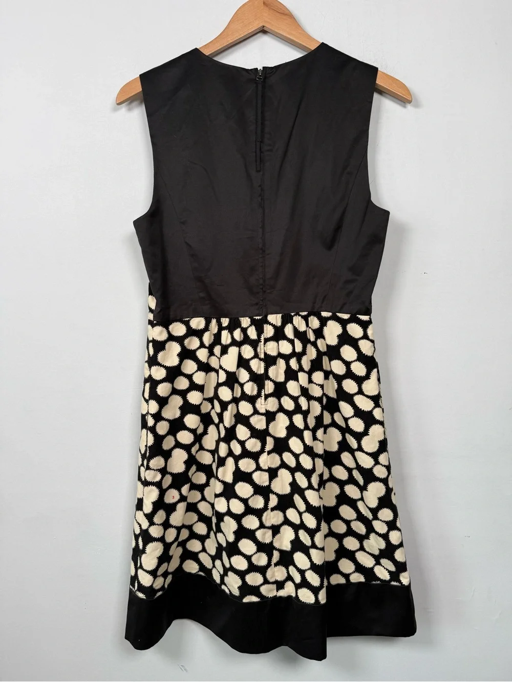 Anthropologie LEIFNOTES Women's SZ 10 Notched Dots Corduroy Dress Black Ivory